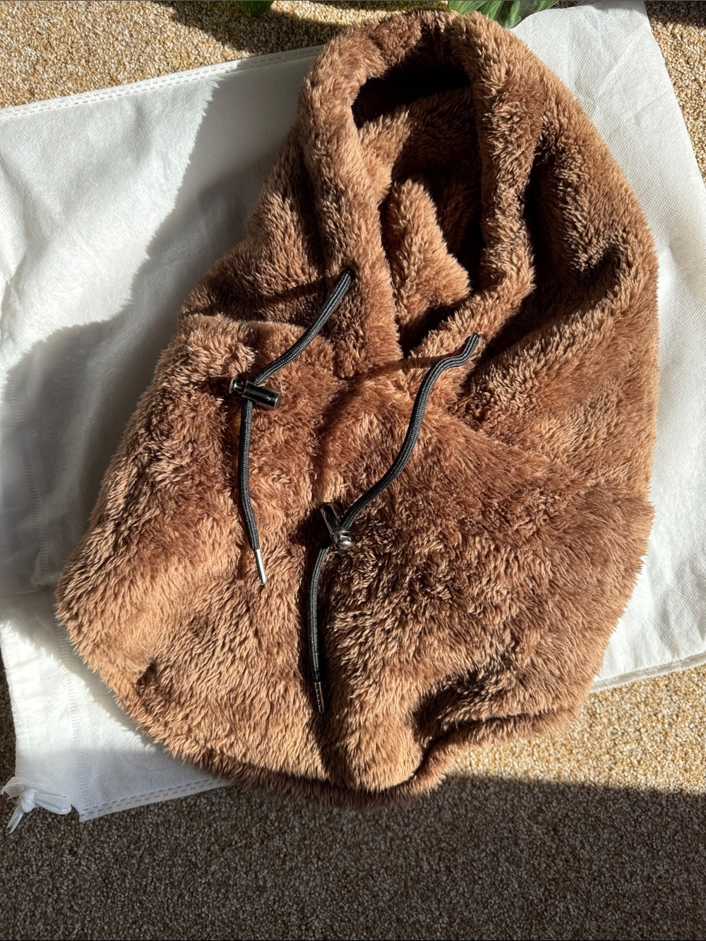 Faux Fur Brown Hooded Balaclava Neck Warmer
